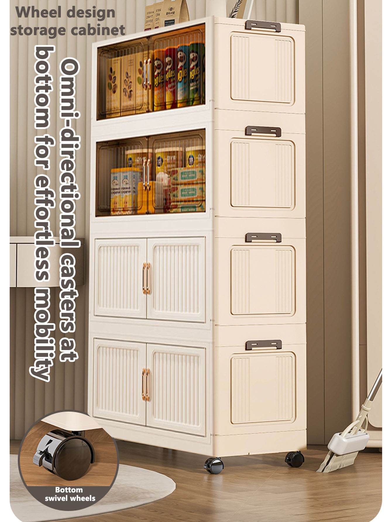 Tops - Mueble de almacenamiento plegable con ruedas,