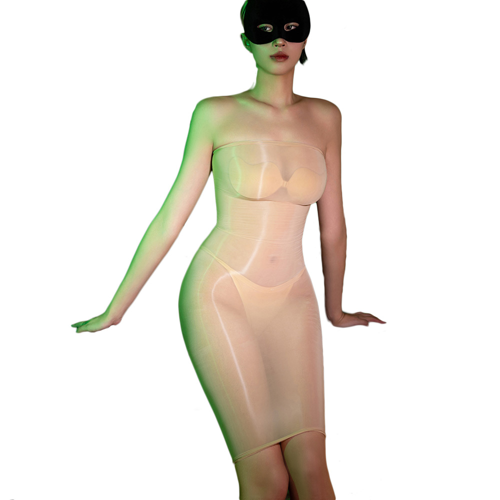 Sexy Mesh Sheer Bodycon Dress - Vestido liso sin costuras para mujer,