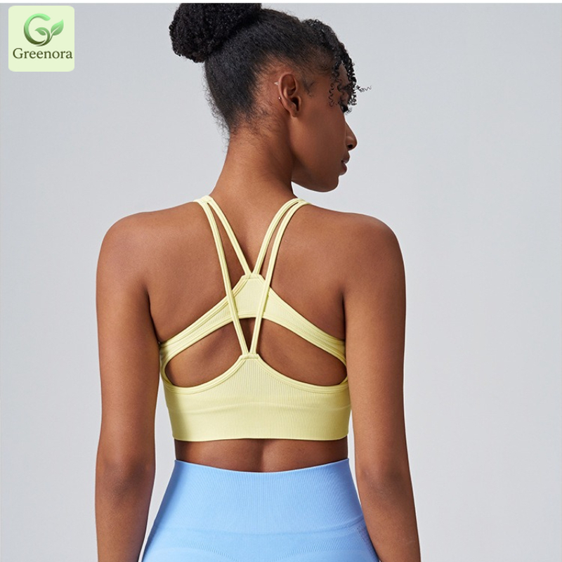 Seamless Ribbed Workout Tank Top - Sujetador Deportivo Acanalado Sin Costuras Greenora