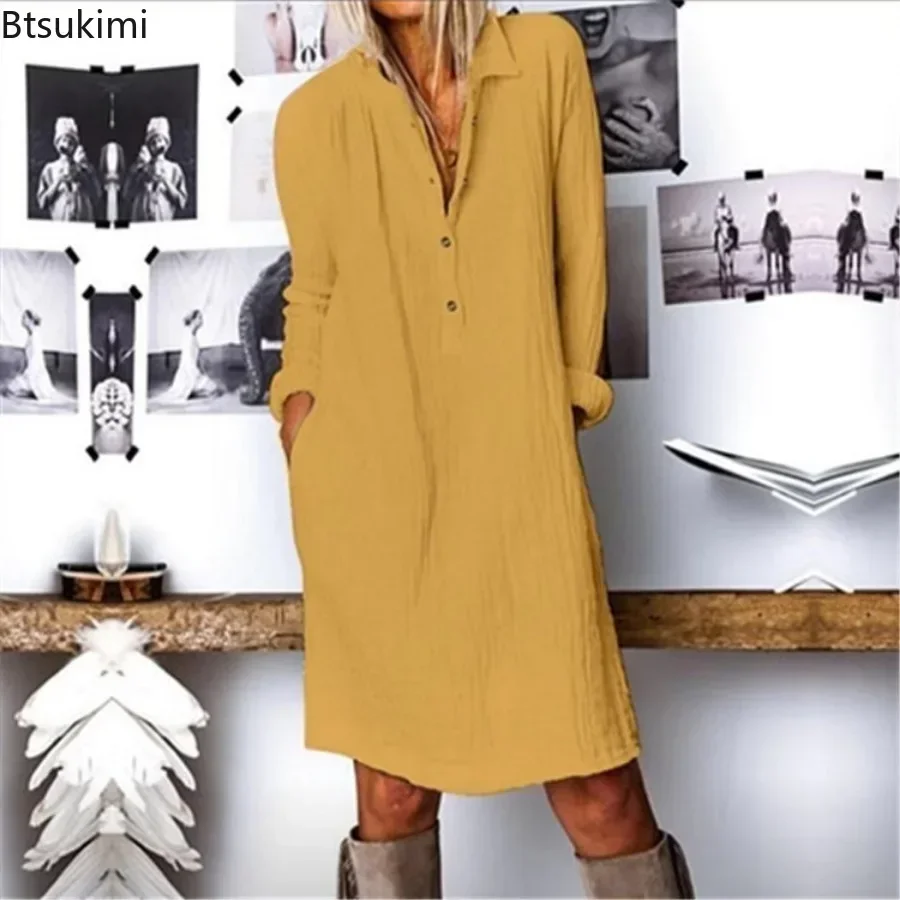 Casual Loose Linen Shirt Dress - Vestido Casual de Lino y Algodón