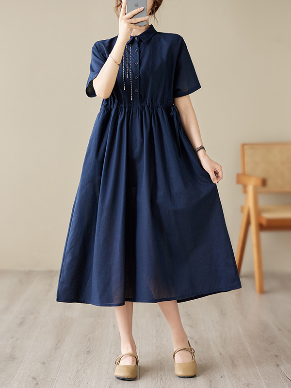 Casual Loose Linen Shirt Dress - Vestido Casual de Algodón y Lino