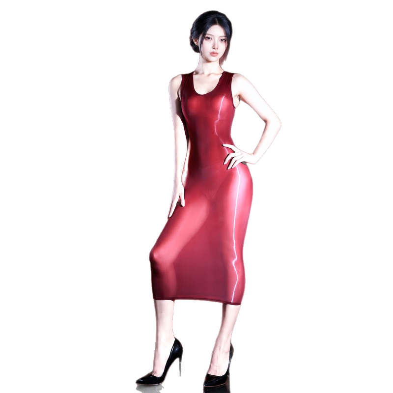 Sexy Mesh Sheer Bodycon Dress - Vestido Sexy para Mujer, sin Mangas,