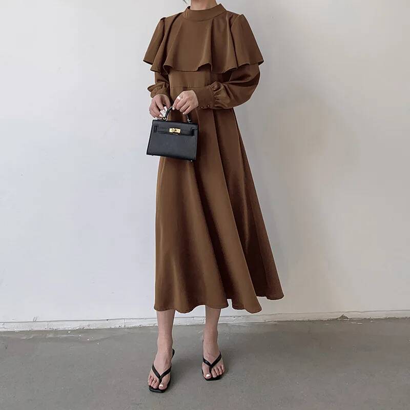 Vestido largo para mujer, esti - Korean Style A Line Shirt Dress reseña y precio
