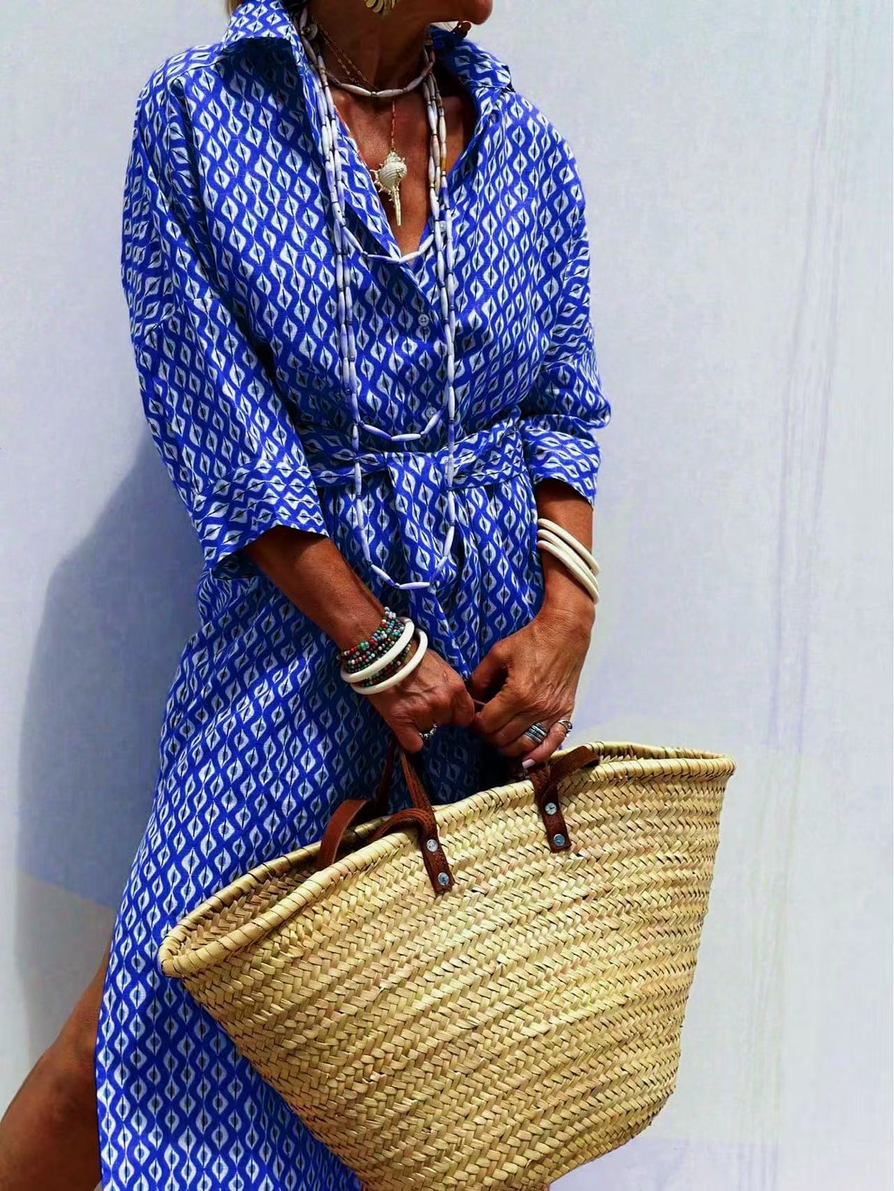 Vestido Túnica Largo Maxi con  - Casual Loose Linen Shirt Dress reseña y precio