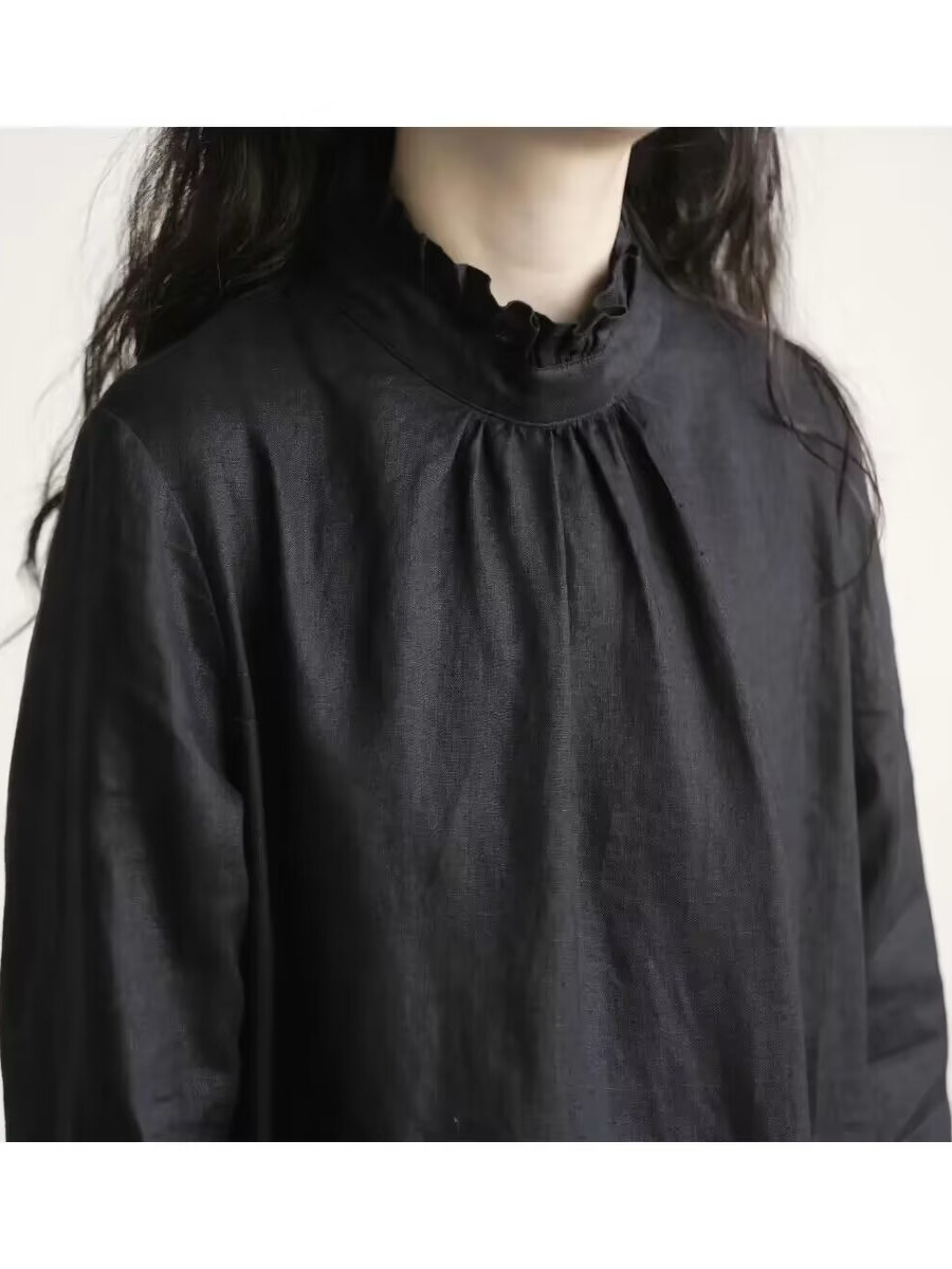 Vestido de Lino de Manga Larga - Casual Loose Linen Shirt Dress reseña y precio