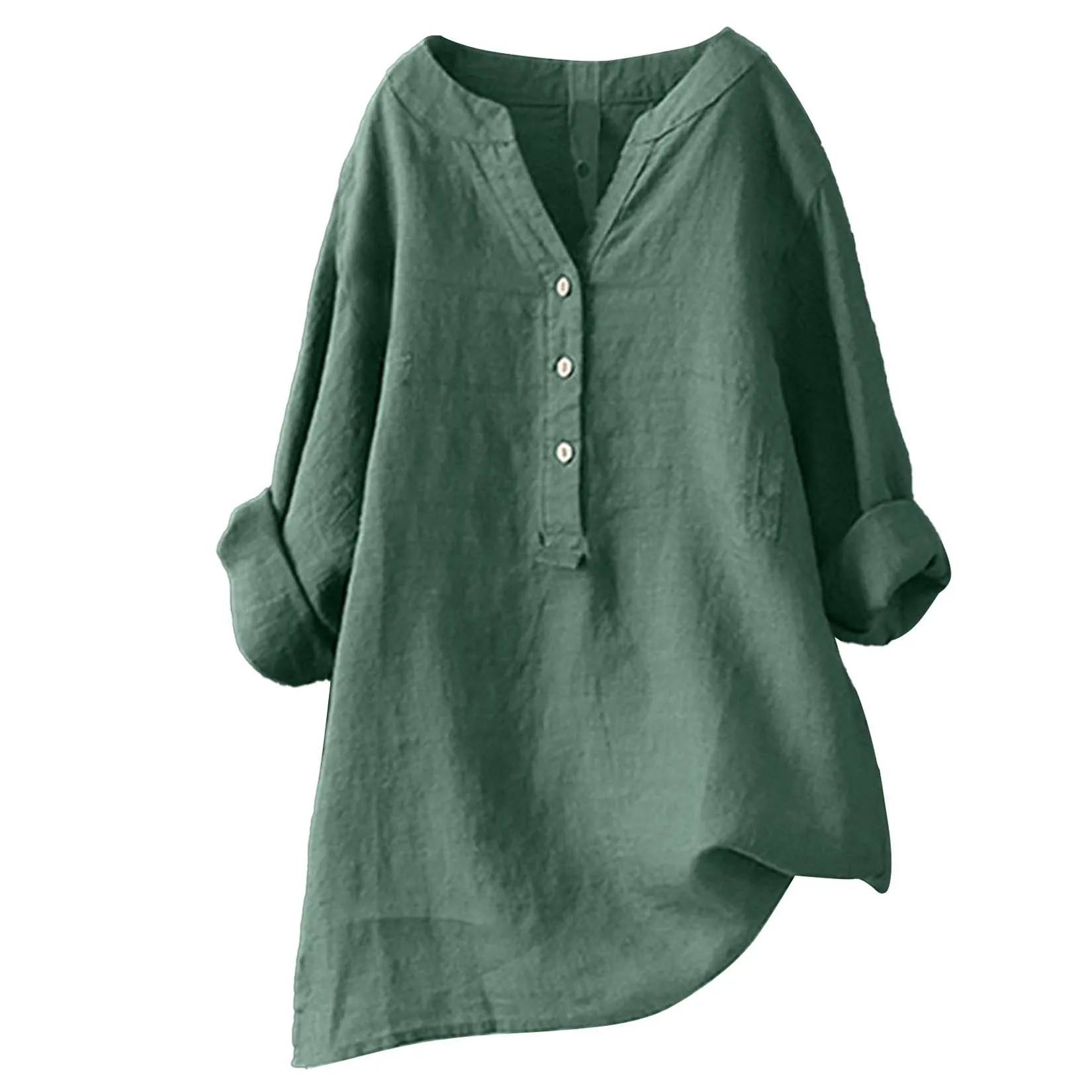 Blusa unisex de algodón y lino - Casual Loose Linen Shirt Dress reseña y precio