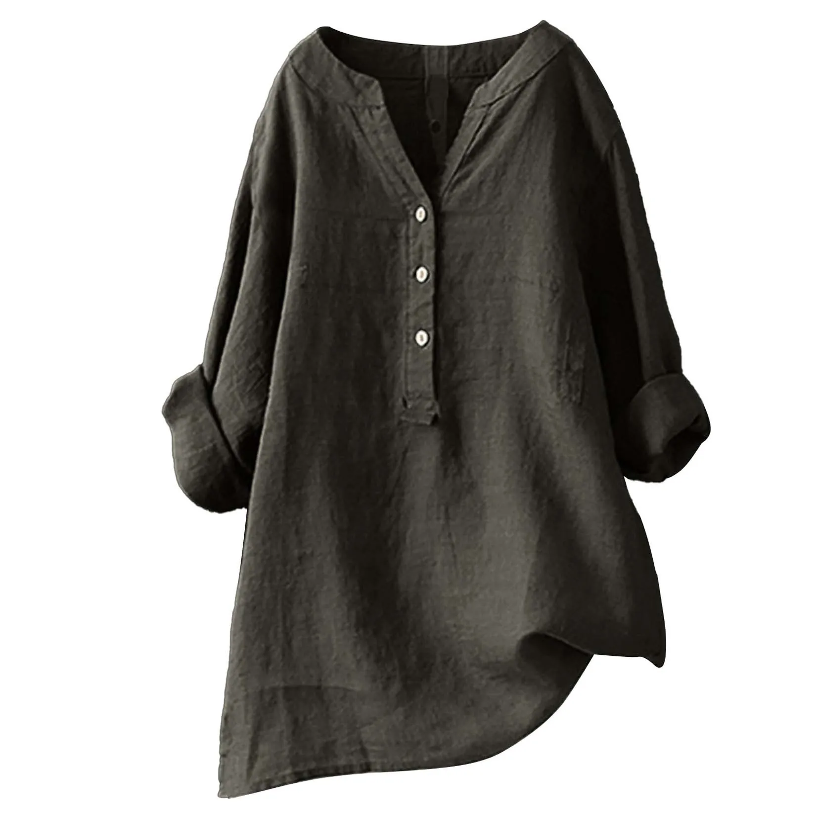 Blusa unisex de algodón y lino - Casual Loose Linen Shirt Dress reseña y precio