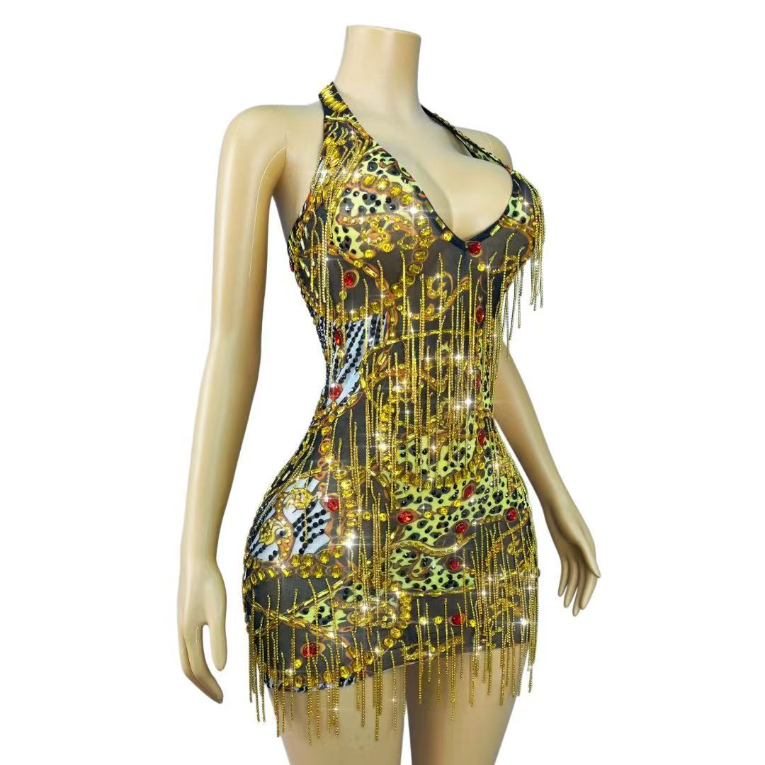 Minivestido ajustado con caden - Sparkly Rhinestone Club Party Dress reseña y precio