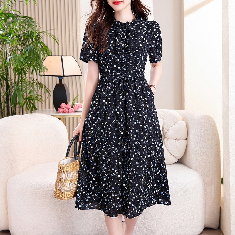 Vestido Midi Vintage Azul Mari - French Vintage Floral Midi Dress reseña y precio