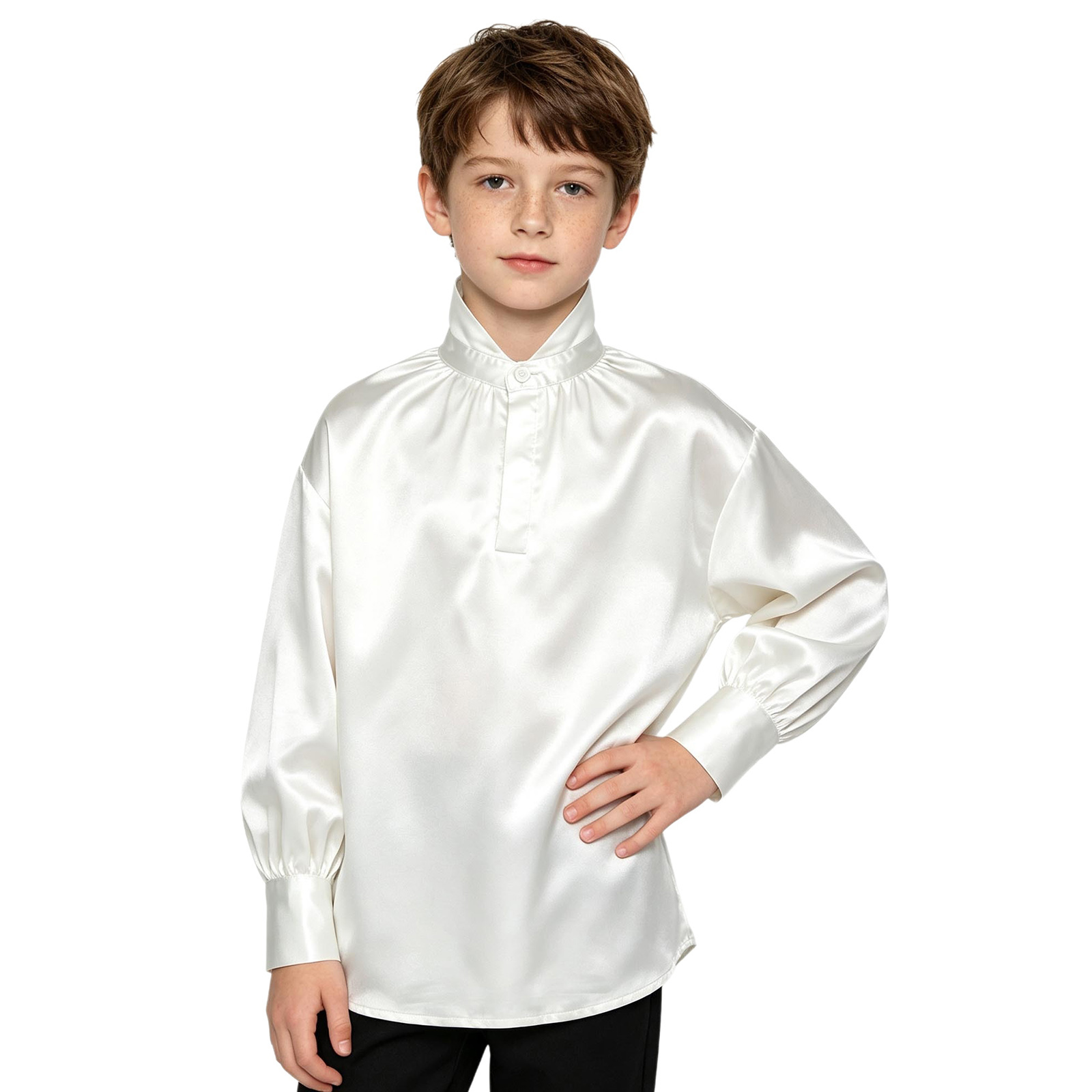 Camisa de satén de estilo medi - Tops reseña y precio