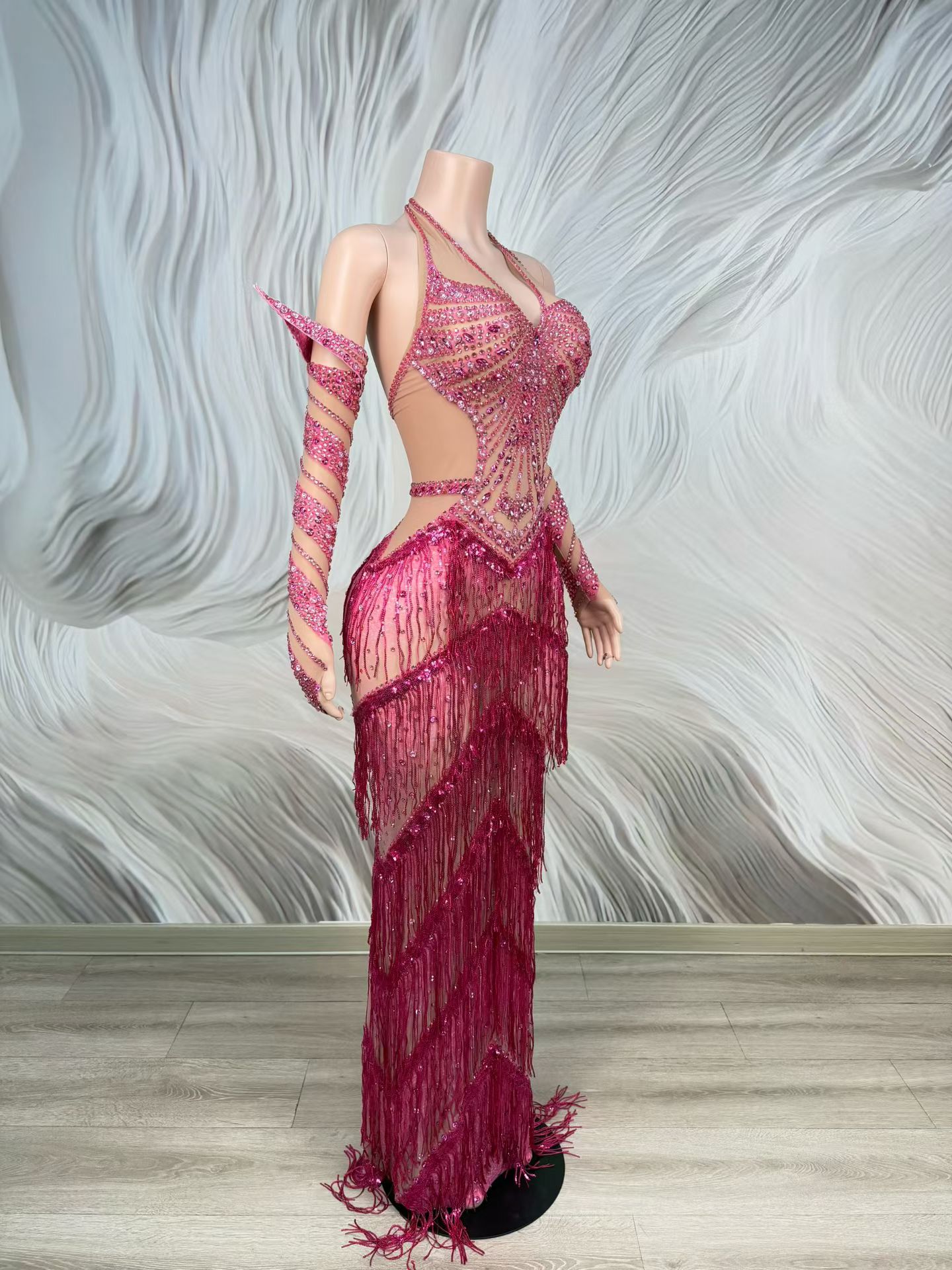 Vestido de Noche Rosa Brillant - Sparkly Rhinestone Club Party Dress reseña y precio